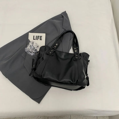 Women's Large Capacity Shoulder Casual Tote Bag Laptop Roomy Handbag Soft Leather Crossbody Business Black Big Bag A4 Sac A Main