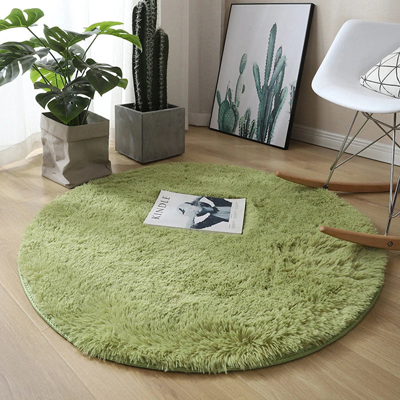 New Fluffy Wool Rug Living Room Carpets Faux Fur Round Mat Kids Room Long Plush Rugs Home Bedroom Decor Shaggy Carpet