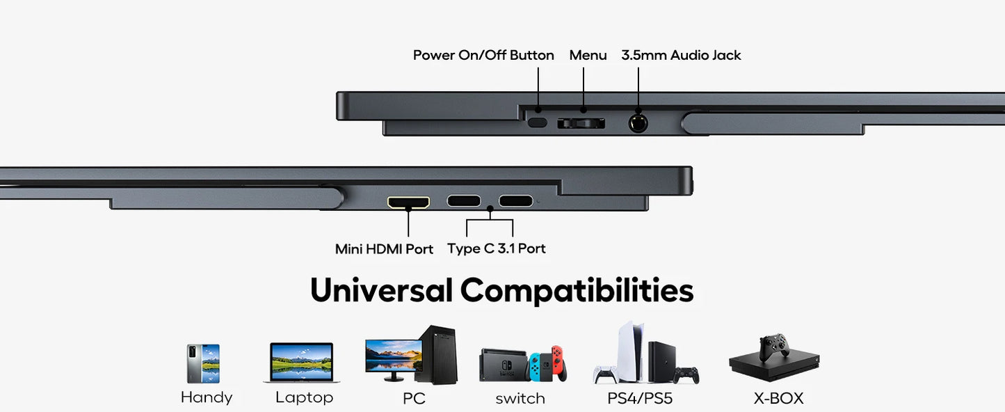 UPERFECT Portable Monitor Touchscreen 18.5'' FHD IPS 10 point Touch Screen Travel Gaming Display w/Kickstand & Speaker HDMI USB C External Screen for Laptop MacBook PC Surface PS5 Xbox