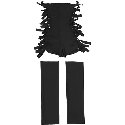 New Summer Sexy Stretchy Hollow Out Slim Strapless Tube Romper Women One Piece Playsuit Short Jumpsuit with Leg Cover Playsuit