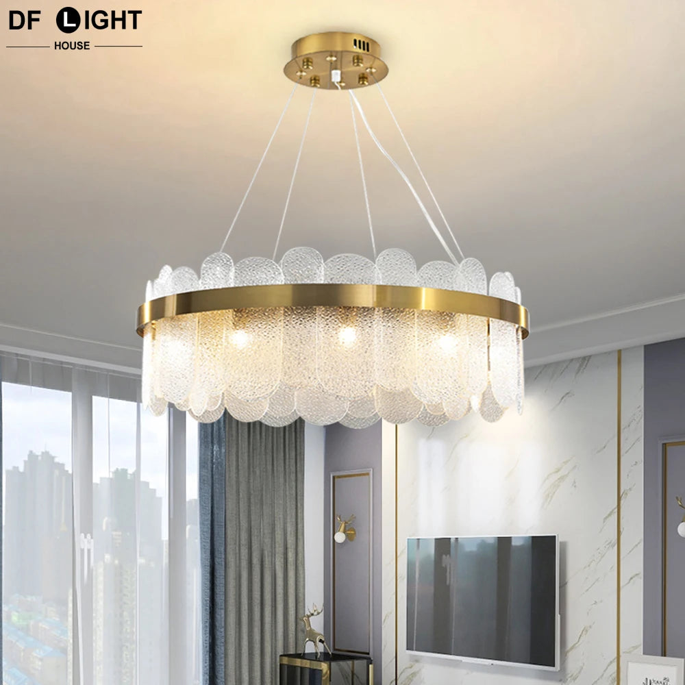 Modern Luxury Lustre Crystal Chandelier Living Room Ceiling Lights Dining Room LED Chandeliers Villa Gold Crystal Pendant Lamp
