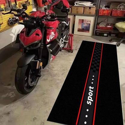 VIKAMA Red Stripe Racing Pit Mat Waterproof Anti Slip Wear Resistant Rug For Garage Motorcycle Maintenance Parking Carpet