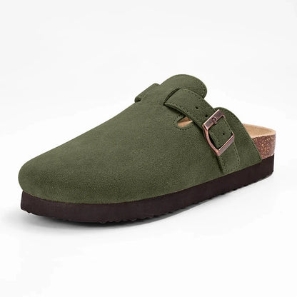 Evshine Men's Cow Suede Clogs with Arch Support Leather Mules Comfort Fashion Potato Shoe Women Cork Footbed Genuine Suede Clogs