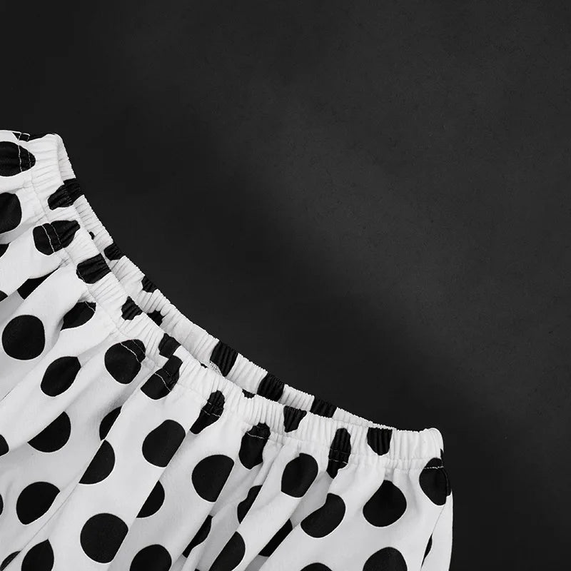 FAGADOER Retro Polka Dot Two Piece Sets Spaghetti Strap Ruched Crop Top + Bubble Puff Shorts Outfits Women Holidays Suits