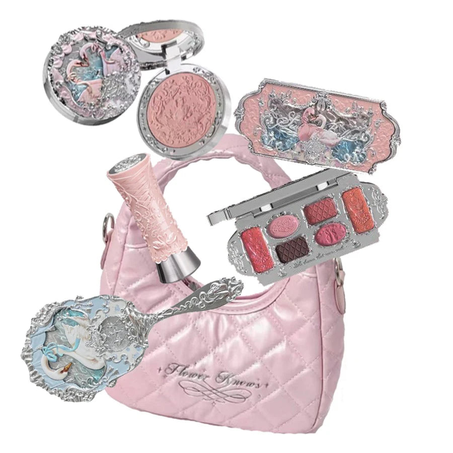 Flower Knows Makeup Set Box Full Swan Bear Garden Collection Embossed Blush Shine Lipstick Kit Foundation  All in Maquiagem Kit