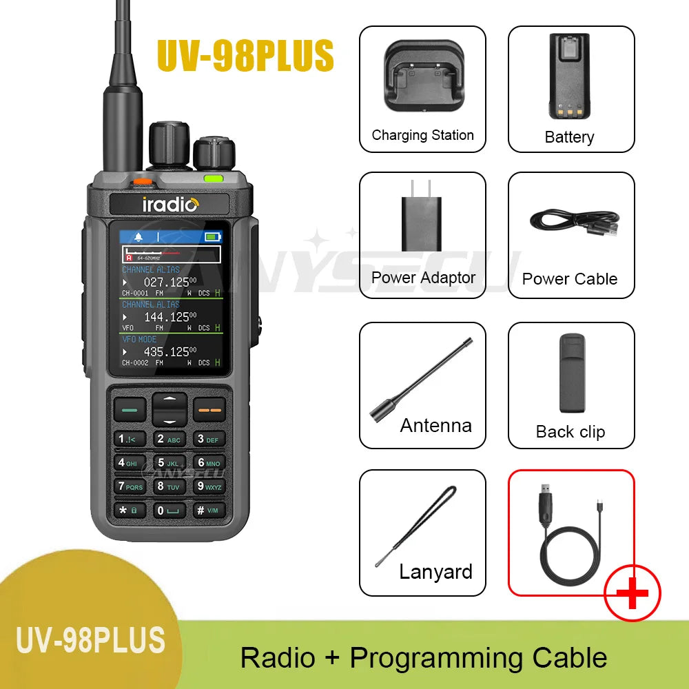 Iradio UV-98PLUS Multi Band 10W FM AM SSB HF Cross Band Repeater Walkie Talkie Type-C Charging Shortwave Ham Radio