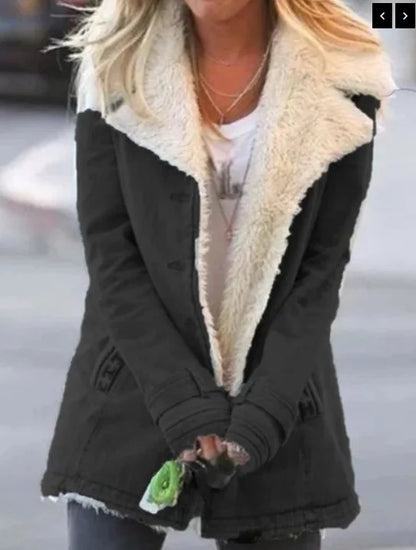 2022 Autumn Winter Women Warm Faux Fur Fleece Coat Jacket Lamb Wool Thickened Locomotive Lapel Female Chic Outwear Top Clothing