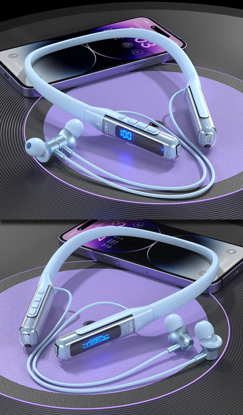 EARDECO 80 Hours Playback Bluetooth Headphone Neckband Wireless Headphones Bass Bluetooth Earphone with Mic Sport Stereo