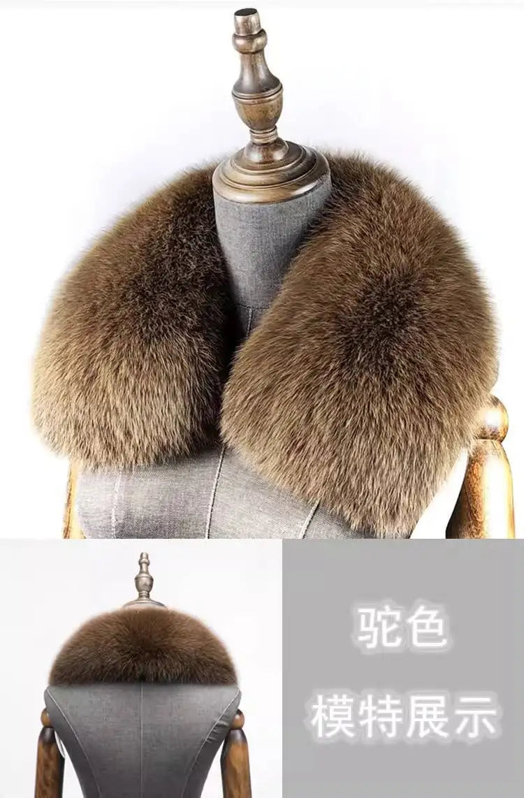 Natural Fox Fur Collar Removable Real Fur Square Collar for Coat Fashion Accessory for Women down Jacket Large Scarf Scarves