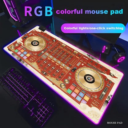 RGB Radio Dj Workbench Mouse Pad Gamer HD Large HD HYBXAXC Desk Mats MousePads Natural Rubber Carpet Anti Slip Laptop Mice Pad