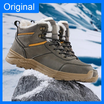 Mens Snow Boots 2026 New Winter High Top Thick-Soled Outdoor Anti Slip Mountaineering Shoes Comfortable Warm Plush Ankle Boots