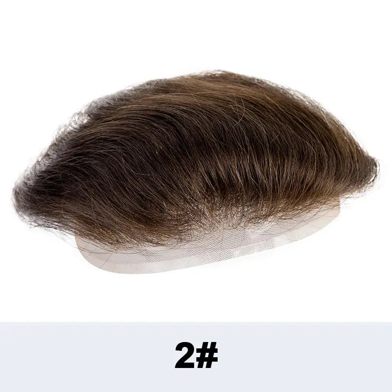 Full Lace V Style Shape Men's Front Hairline Natural Hairpiece Male Forehead Hairline Lace Pu Frontal Hair Patch For Men Blonde