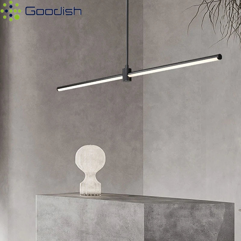 Modern Simplicity Long Linear LED Pendant Lights Strip Hanging Indoor Lamps for Office Table Kitchen  Home Decoration Chandelier