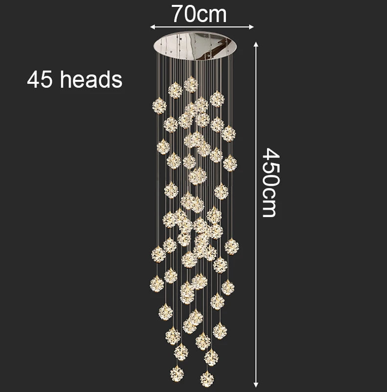 Modern Crystal stair chandelier lights indoor lighting Ceiling lamp hanging light led Chandeliers for living room indoor lightin