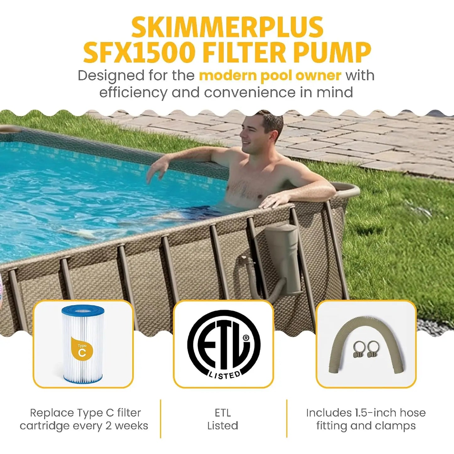 Oasis Designer Lap 24' x 12'x 52" Rectangular Above Ground Swimming Pool, with FiltraBoost 1200 GPH Filter Pump,, Customized