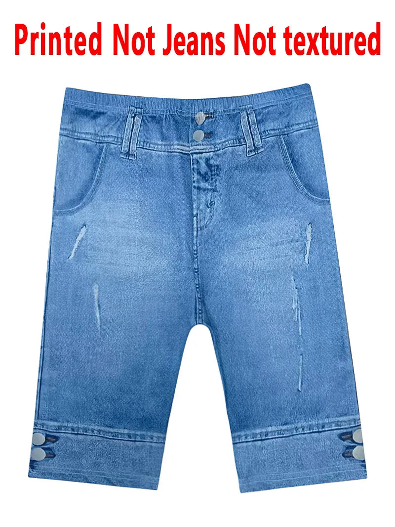 2127 [Printed Leggings - Not Faux Denim Fabric]Printed Leggings Without Texture - Non-Faux Denim Fabric,