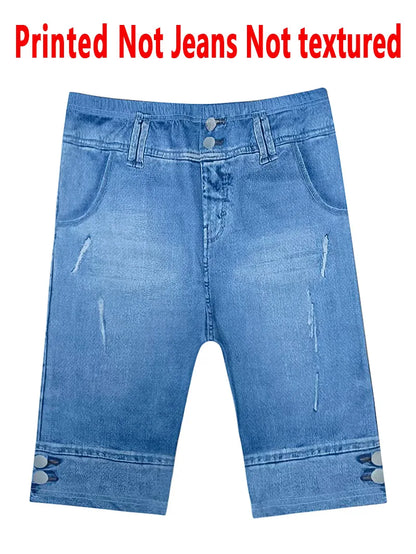 2127 [Printed Leggings - Not Faux Denim Fabric]Printed Leggings Without Texture - Non-Faux Denim Fabric,