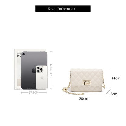 FOXER 2026 Women White Quilted Crossbody Bag Luxury Leather Chain Shoulder Bag Fashion Lady Flap Square Purse for Casual & Party