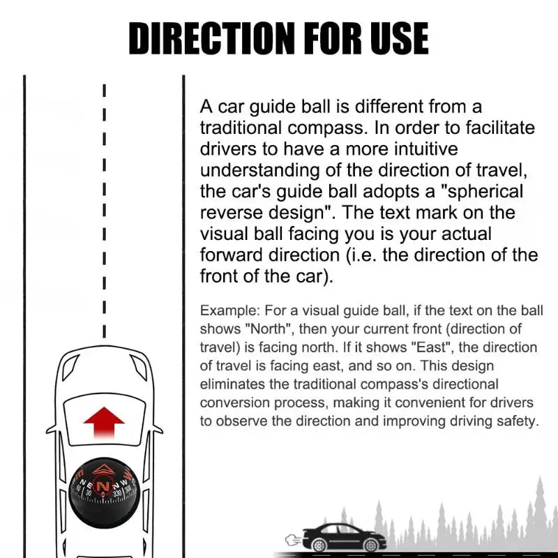 Car Dashboard Foldable Compass Spherical  Mount for Accurate Direction Long Road Travel