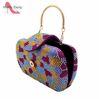 New Shoes and Matching Bag for Nigeria Party Slip on Shoes for Women Ladies Italian Shoes and Bag Set Decorated with Rhinestone
