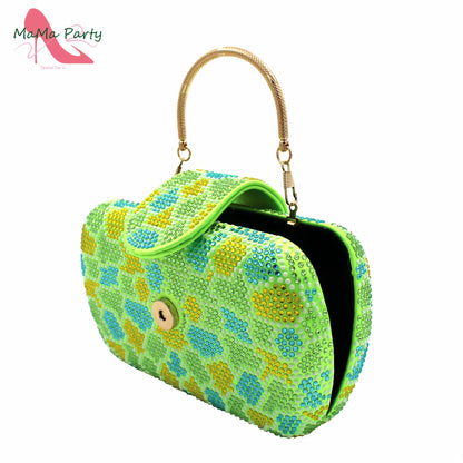 New Shoes and Matching Bag for Nigeria Party Slip on Shoes for Women Ladies Italian Shoes and Bag Set Decorated with Rhinestone