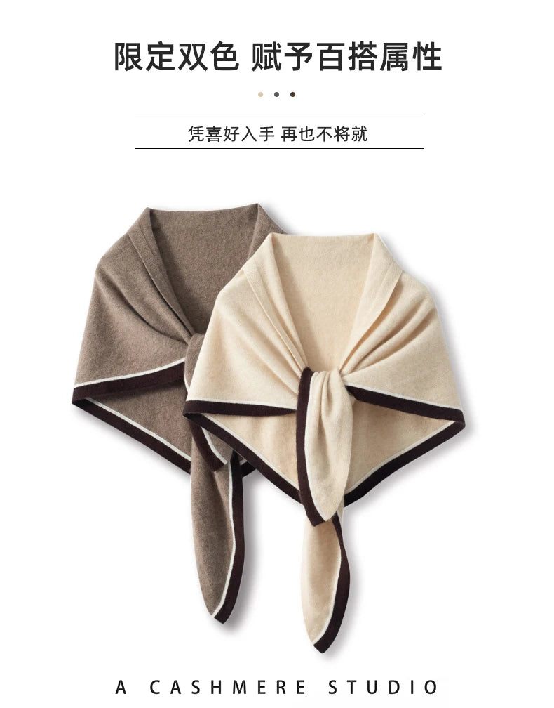 High quality triangular design women's 100% cashmere scarf fashionable shawl winter knitted warm neck protection adult scarf