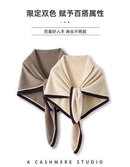 High quality triangular design women's 100% cashmere scarf fashionable shawl winter knitted warm neck protection adult scarf