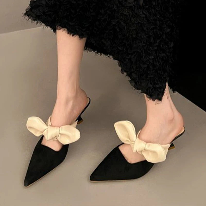 Luxury Pointed Toe Slippers Women High Heels Sandals Elegant Mules Shoes Summer 2026 New Slingback Dress Flip Flops Female Shoes