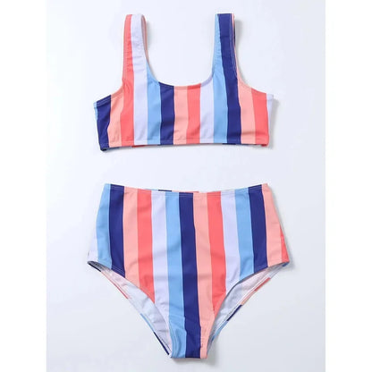 High Waist Bikini Women Swimsuit Push Up Swimwear Woman 2026 Sexy Striped Bikinis Sets Female Bandeau Bathing Suits Beach Wear