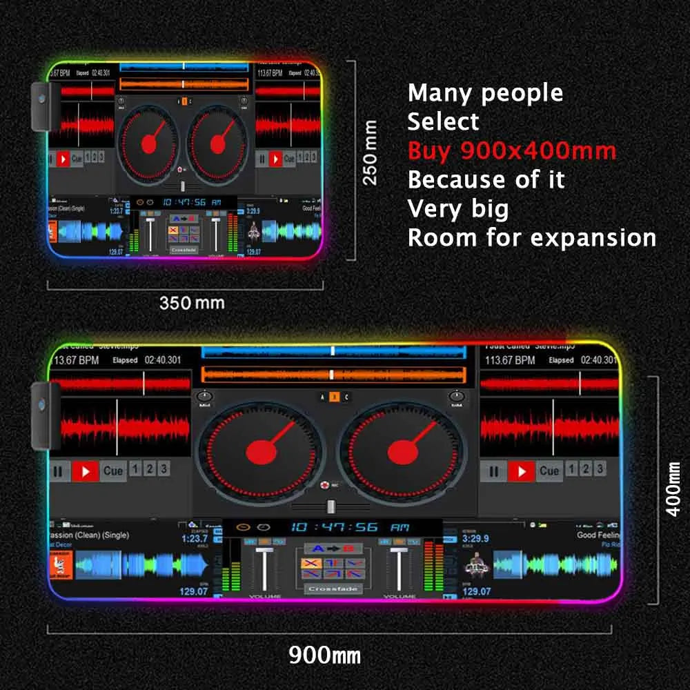 Dj Console Table Computer Desk Pc Mat Extra Large Mouse Pad XXL Carpet Led Large Mousepad Mice Mats with Backlight Keyboard Pad
