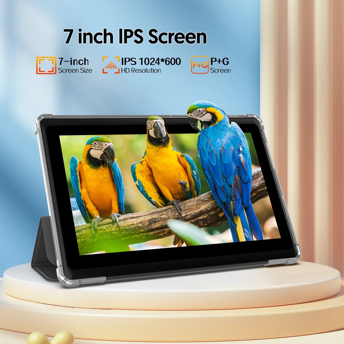 7-inch Android 13 Tablet, 4 (2+2) GB RAM, 32GB storage, 3500mAh battery, HD 1024x600 IPS display, Dual cameras, WiFi, Bluetooth