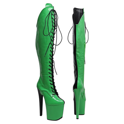 Leecabe 20CM/8inches Two Color Patent Upper Fashion Lady High Heel Platform Pole Dance Boots