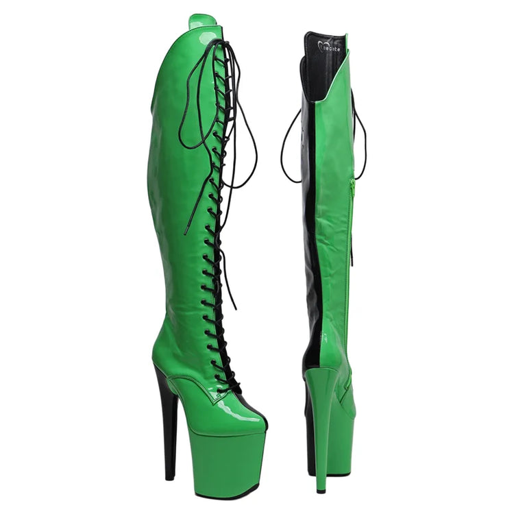 Leecabe 20CM/8inches Two Color Patent Upper Fashion Lady High Heel Platform Pole Dance Boots