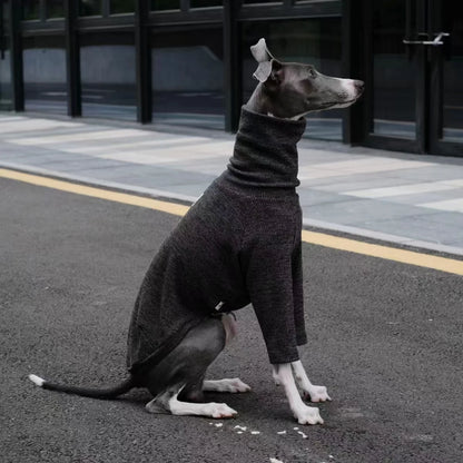 Spring Clothing for Italy Greyhound  Autumn Soft High-Neck Cotton Grey T-shirt for Whippet Winter Long Sleeved Pajamas for Dogs