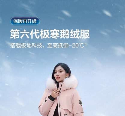 Bosideng Women 6th Generation Extreme Cold Goose Down Parka -20℃ Cold Resistance Winter Puffer Coat with Detachable Raccoon Fur