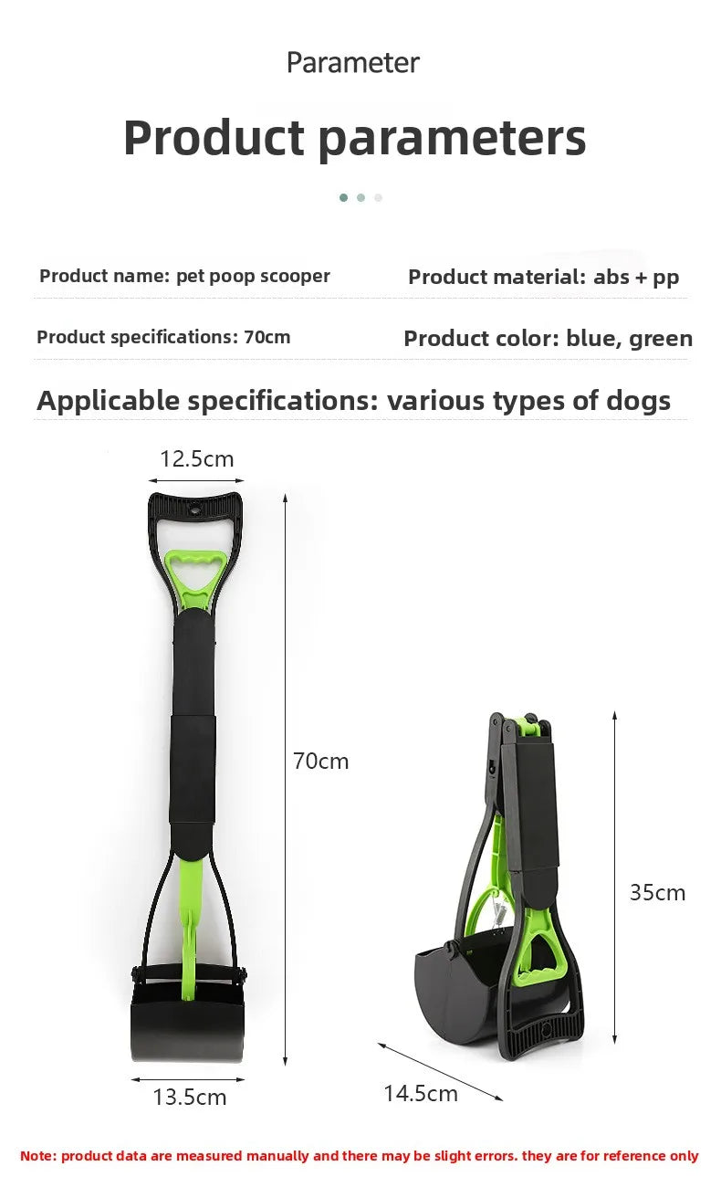 70cm Folding Pet Poop Scooper with Extended Handle for Walking Big Dogs Ideal Senior Dog Poop Scooper
