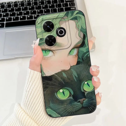 Casing For Redmi 13 Case 13 5G Cute Cat Fashion Luxury Flowers Silicone Shockproof Back Cover For Redmi 13 5G Phone Case Bumper