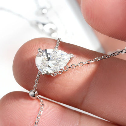 KNOBSPIN 1/2/3CT Pear Cut Moissanite Pendant Necklaces For Woman S925 Silver Y-Style GRA Ceritfited Solitaire Diamond Neck Chain