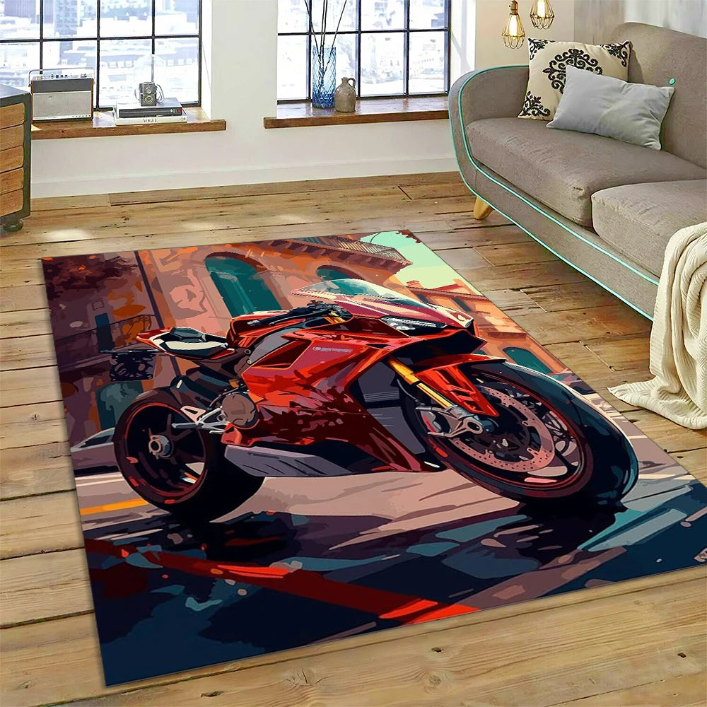 3D Racing Motorcycle Sign Carpet Rug for Living Room Bedroom Home Sofa Decoration,kids Play Non-slip Floor Mat Christmas Gift