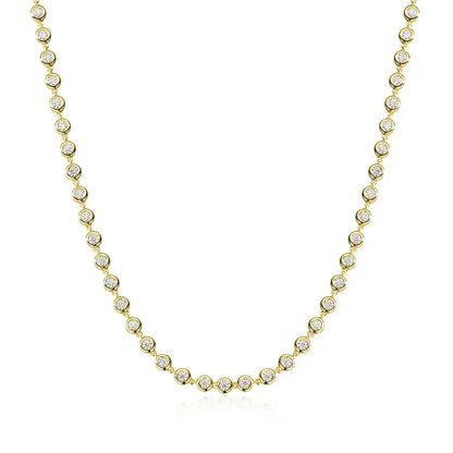 KNOBSPIN Full 3mm Round Moissanite Tennis Necklaces for Women GRA Certified s925 Sterling Silver 18k Dainty Lab Diamond Necklace