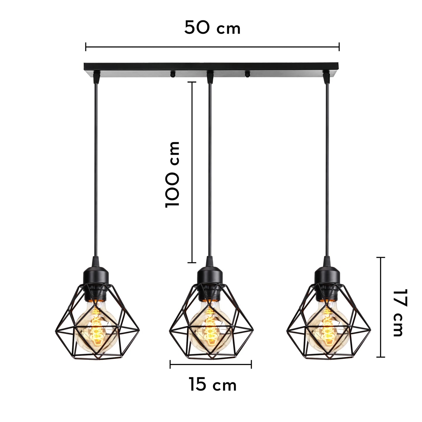 3 Heads Vintage Pendant Lights Wood Hanging Lamp Chandelier Industrial for Loft Dinning Living Room Kitchen Lighting Fixture LED