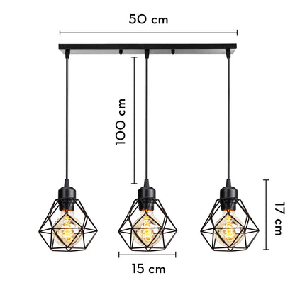 3 Heads Vintage Pendant Lights Wood Hanging Lamp Chandelier Industrial for Loft Dinning Living Room Kitchen Lighting Fixture LED