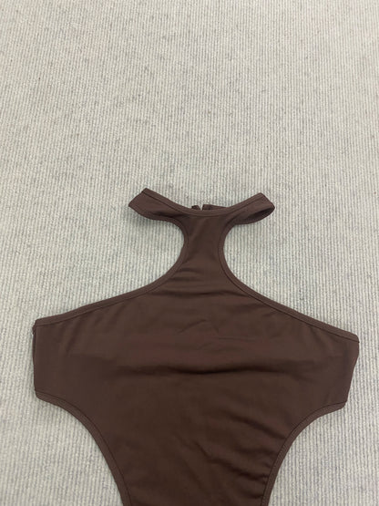New Arrival: European and American Style Women's Sexy Halter Neck Backless Tight-Fitting Hollowed-Out Bodysuit, Solid Color Top