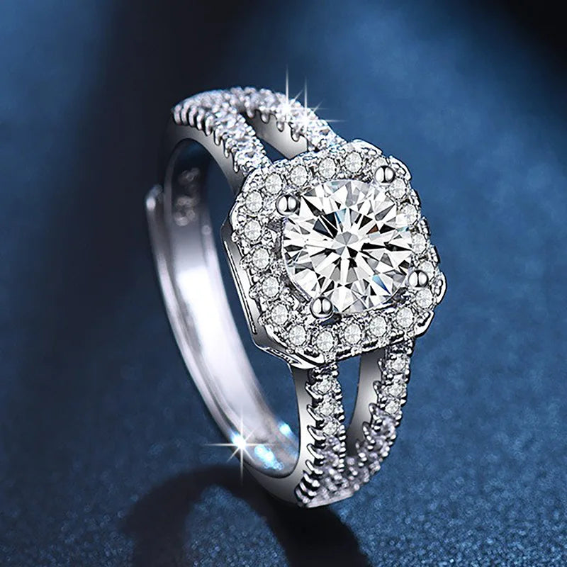 Original 925 Sterling Silver Ring High Quality Adjustable Opening AAA Zircon For Women Wedding Fine Fashion Jewelry Gift