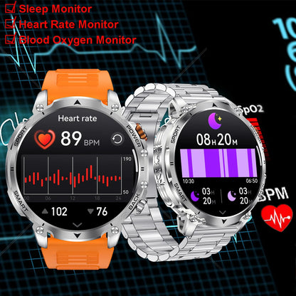 New Military Men's Outdoor Sport Smart Watch 1400mAh Battery BT Call Flashlight IP68 Waterproof 1.7' HD Large Screen Men Watch