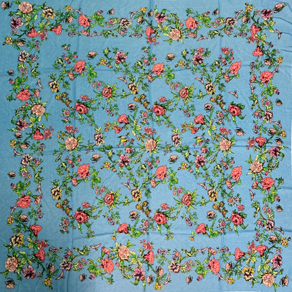 130*130cm Breathable Thin Russian National Square Scarf Women Luxury Floral Print Ethnic Shawl Bandana Foulard Femme Beach Stole