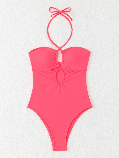Solid Color Bathing Suit Bandeau Swimwear Woman 2026 One Piece Women's Swimsuit Female Bathwear Swimming for Beach Wear Monokini