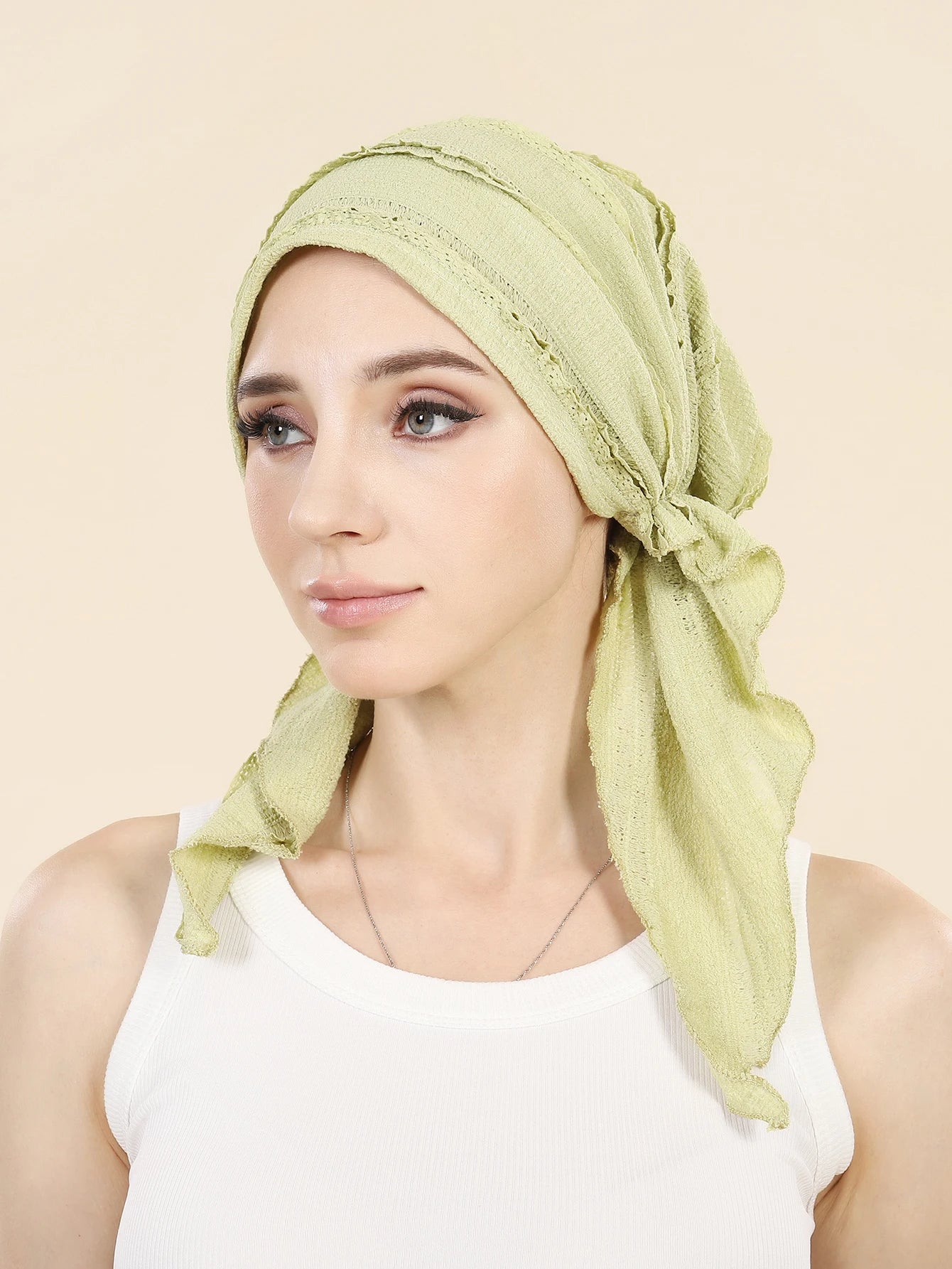 Ramadan Solid Color Turban Hijab Hats Long Tail Head Wraps Soft Elastic Muslim Hats Breathable Chemo Cap For Women Girls