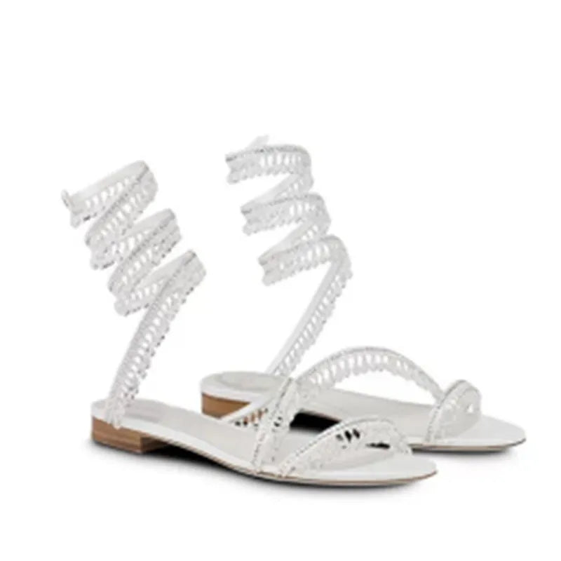 2026Women's New Water Diamond Sandals Fashion Tassel Crystal Shoes Sexy Banquet Party Twin Stiletto Women's Large Sandals