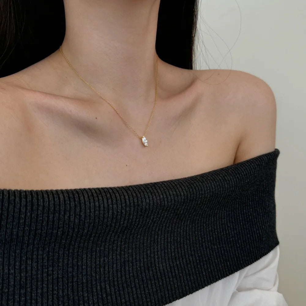 1CT Marquise Moissanite Pendant Neckalce 925 Sterling Silver Plated Gold Water Drop Diamond Necklaces Certified For Women Daily
